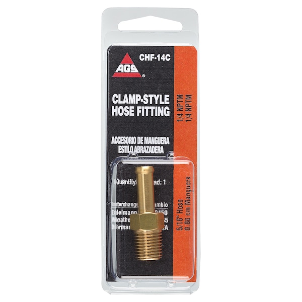 Ags Brass Rigid Male Hose Clamp, 5/16 Hose, Male (1/4-18 NPT), 1/card CHF-14C - main